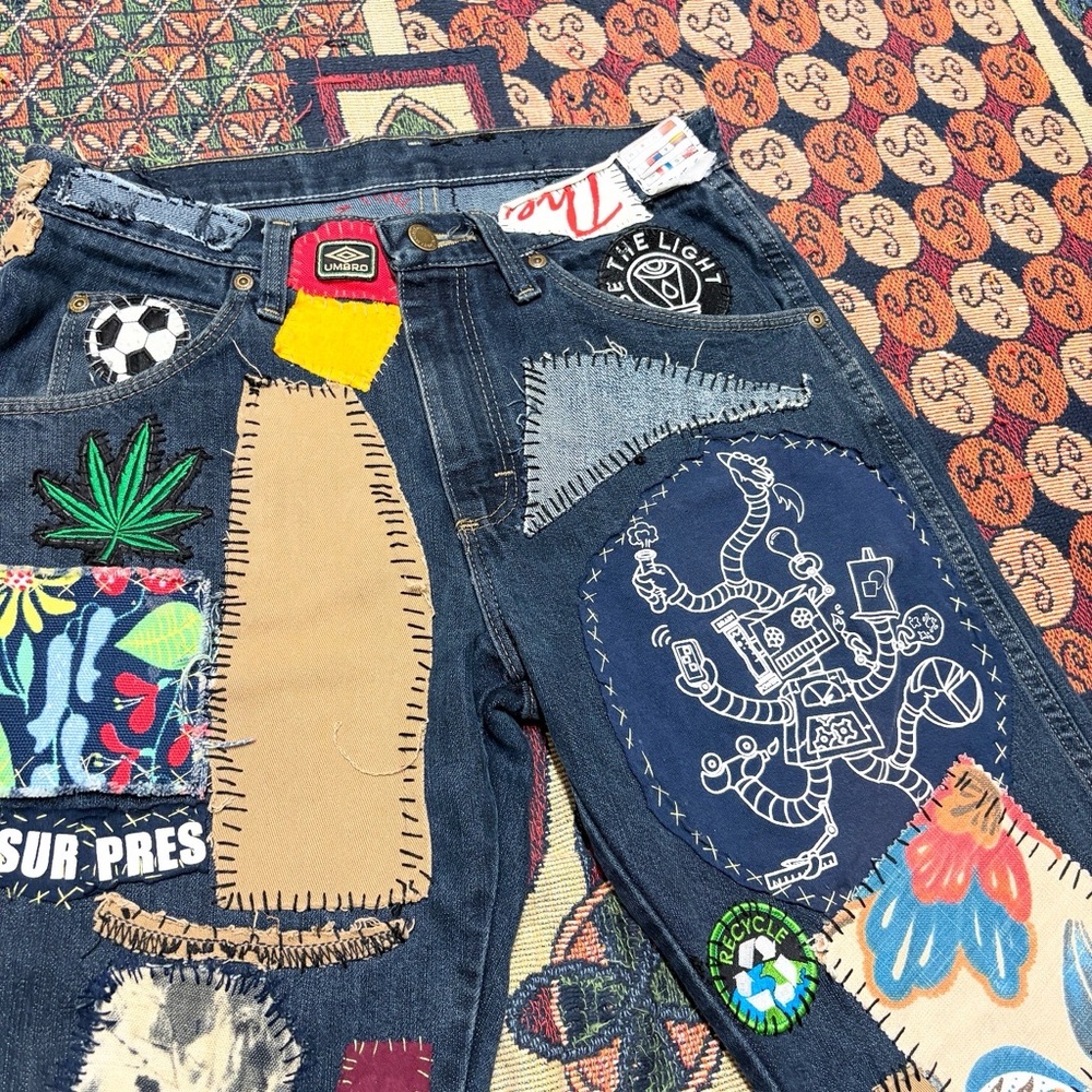 Custom Handstitched Patch Collage Style Wrangler … - image 3